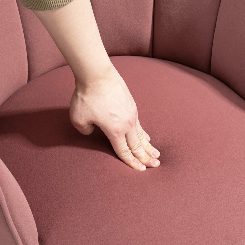 Nojatuoli olohuoneeseen ja makuuhuoneeseen, samettimainen verhoilu, puujalat, rosa