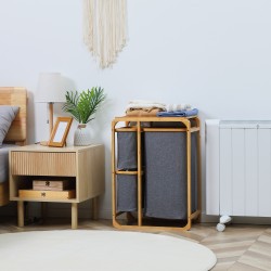 Bambuinen pyykkikaappi 3 irrotettavalla korilla 50 x 32 x 69,7 cm natur/harmaa