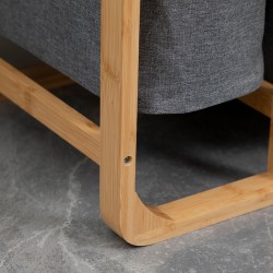 Bambuinen pyykkikaappi 3 irrotettavalla korilla 50 x 32 x 69,7 cm natur/harmaa
