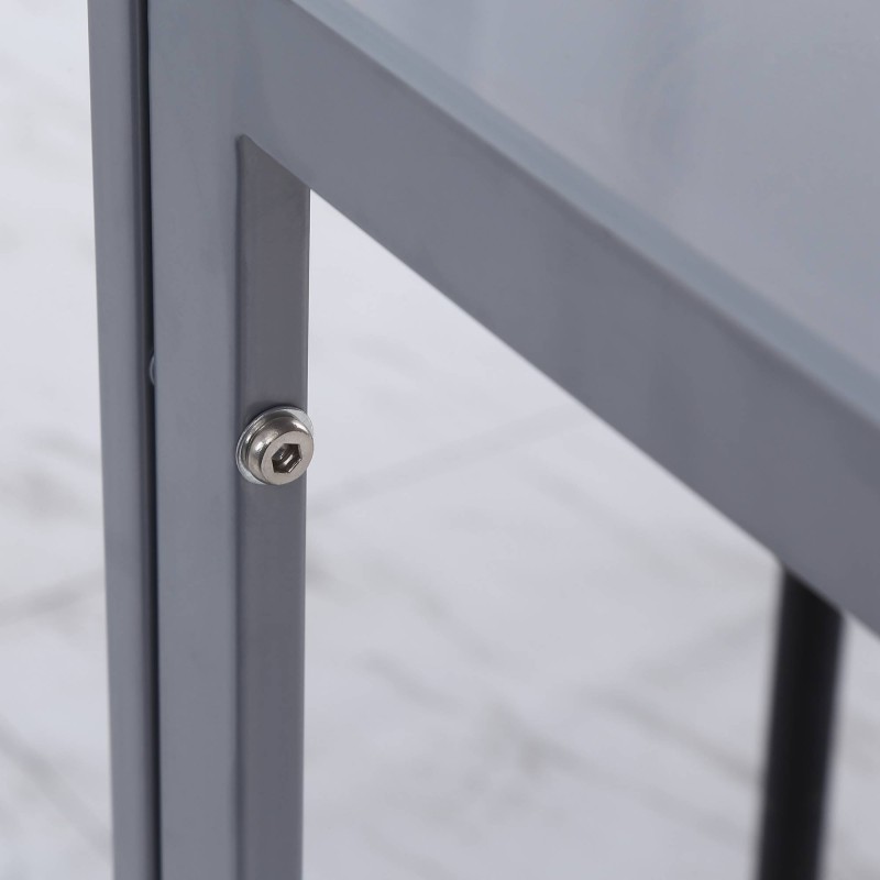 Ruokapöytä keittiöön, karkaistu lasikansi, teräsrunko, 75 x 75 x 75 cm, harmaa