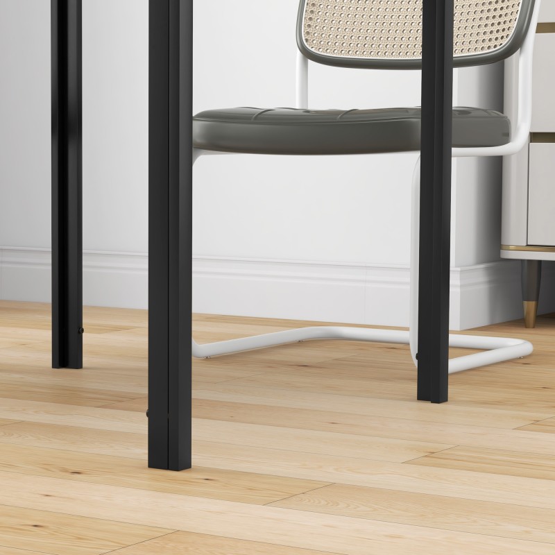 Ruokapöytä 4 hengelle, karkaistu lasikansi ja metallirunko, 75 x 75 x 75 cm, musta