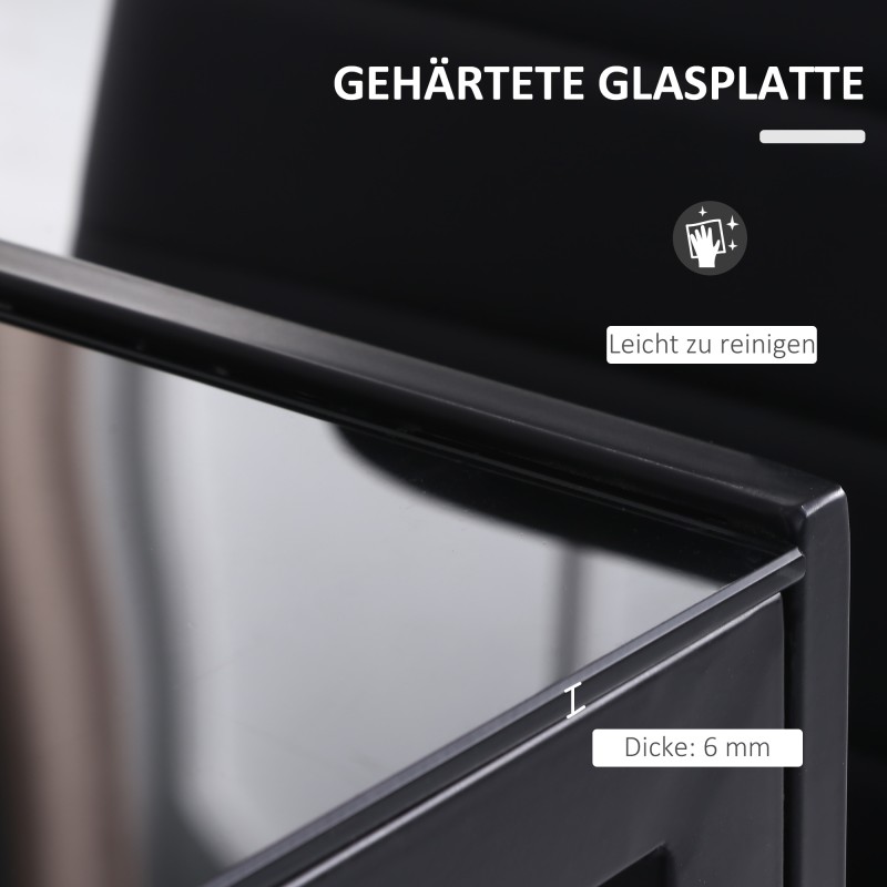 Ruokapöytä keittiöön, metalli ja karkaistu lasi, 120 x 60 x 75 cm, musta