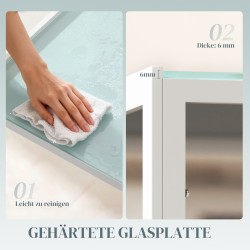 Ruokapöytä keittiöön, karkaistu lasikansi ja metallirunko, 120 x 60 x 75 cm, valkoinen