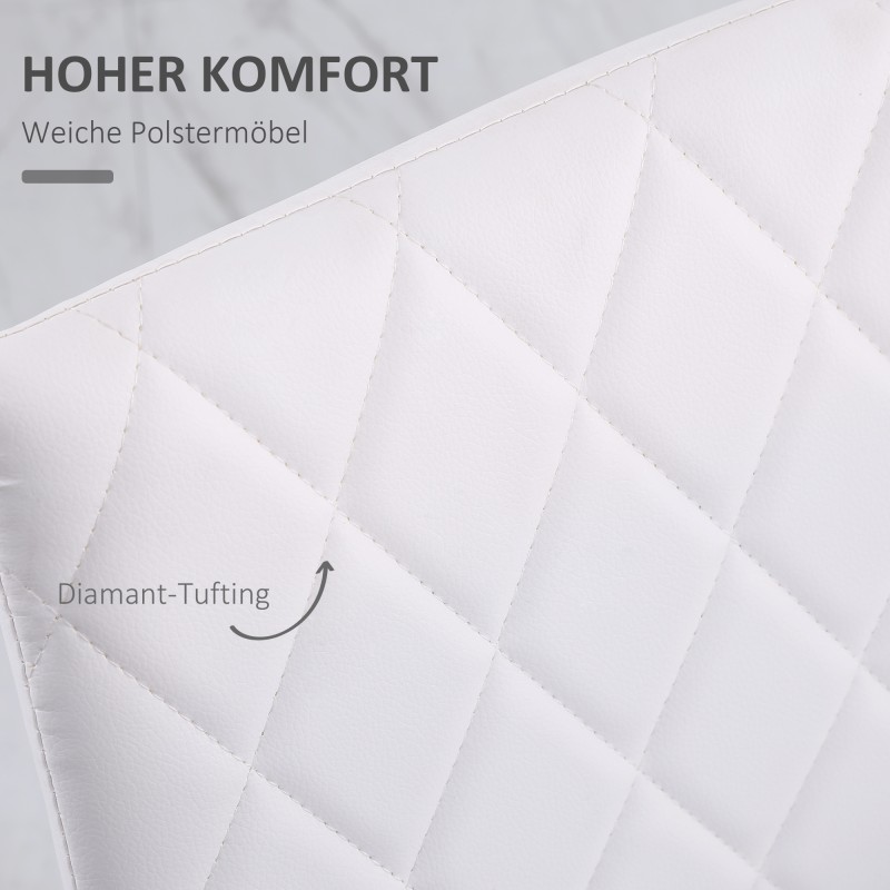 Ruokapöydän tuolit 4 kpl, keinonahka, metallijalat, korkea selkänoja, valkoinen