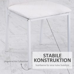 Ruokapöydän tuolit 4 kpl, keinonahka, metallijalat, korkea selkänoja, valkoinen