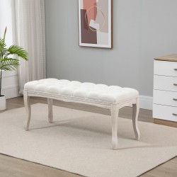 Verhoiltu penkki makuuhuoneeseen ja eteiseen, pellavakangas, puurunko 110 x 40 x 48 cm, beige