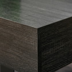 Sohvapöytä laatikolla ja avohyllyllä, lastulevy ja metallirunko, 110 x 60 x 40 cm, tummanharmaa