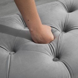 Säilytyspenkki olohuoneeseen ja makuuhuoneeseen, samettimainen verhoilu, puujalat, 120 x 46 x 42 cm, harmaa