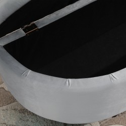 Säilytyspenkki olohuoneeseen ja makuuhuoneeseen, samettimainen verhoilu, puujalat, 120 x 46 x 42 cm, harmaa