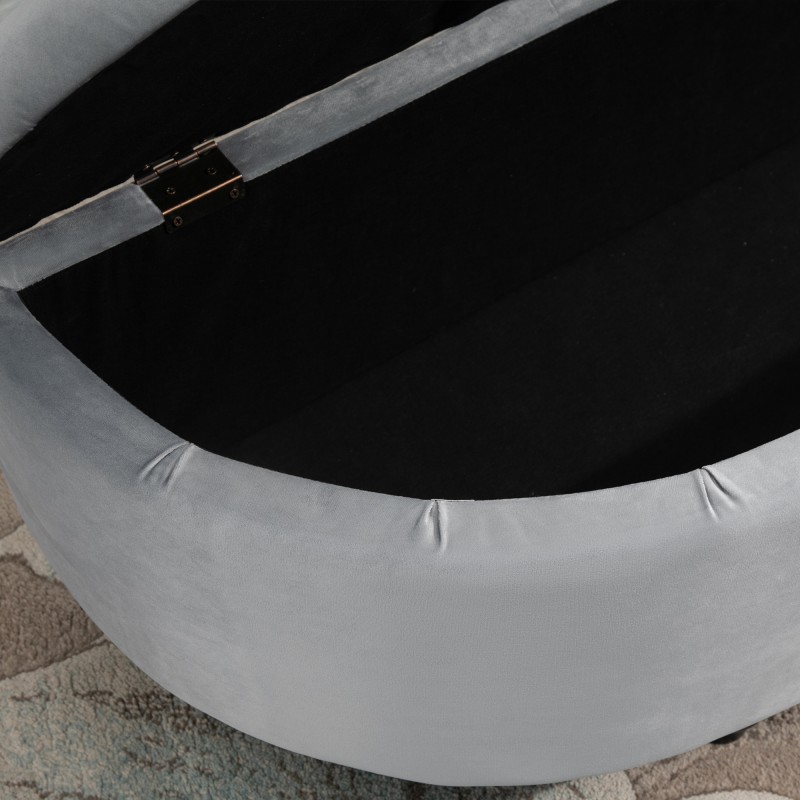 Säilytyspenkki olohuoneeseen ja makuuhuoneeseen, samettimainen verhoilu, puujalat, 120 x 46 x 42 cm, harmaa