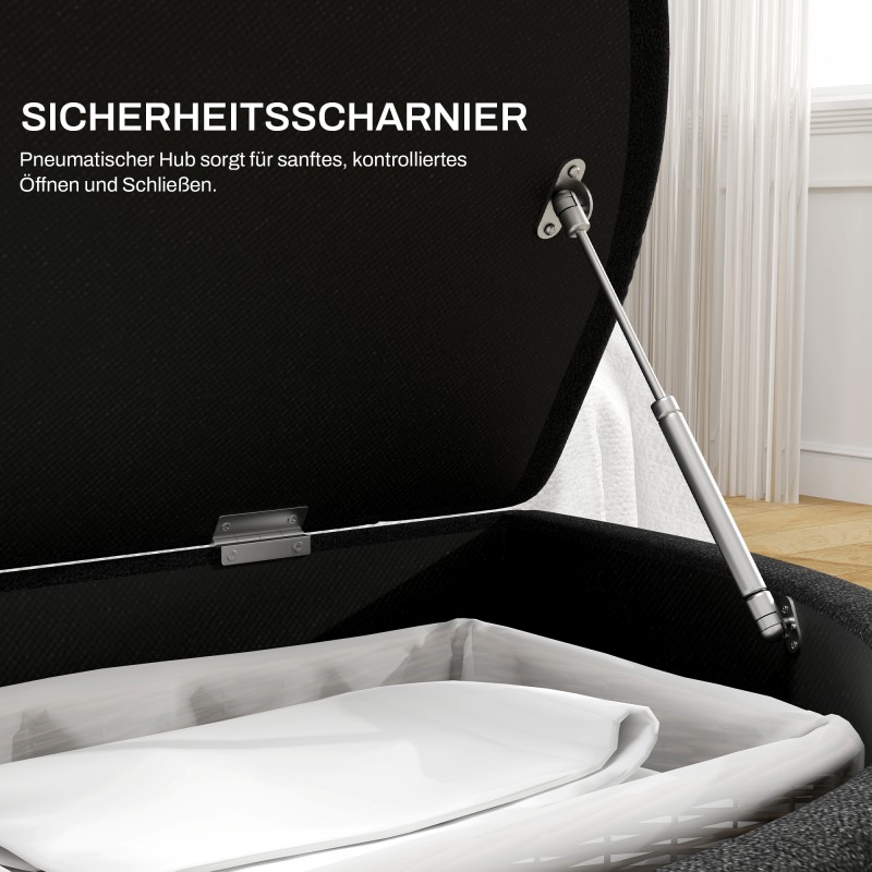 Säilytysrahi penkki soft-close kannella, samettipintainen velour, 120 x 46 x 42 cm, tummanharmaa