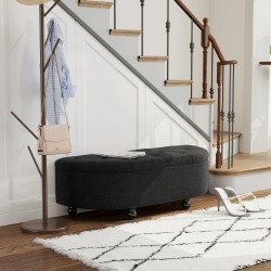 Säilytysrahi penkki soft-close kannella, samettipintainen velour, 120 x 46 x 42 cm, tummanharmaa