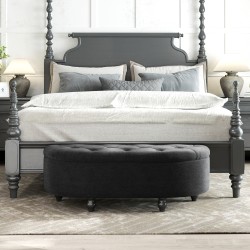 Säilytysrahi penkki soft-close kannella, samettipintainen velour, 120 x 46 x 42 cm, tummanharmaa