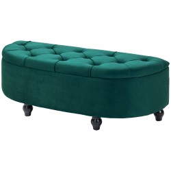 Säilytyspenkki samettimainen velour pehmustettu istuin ja soft close kansi 120 x 46 x 42 cm tummanvihreä