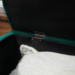 Säilytyspenkki samettimainen velour, pehmustettu istuin ja soft-close kansi 120 x 46 x 42 cm, tummanvihreä