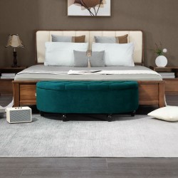 Säilytyspenkki samettimainen velour, pehmustettu istuin ja soft-close kansi 120 x 46 x 42 cm, tummanvihreä