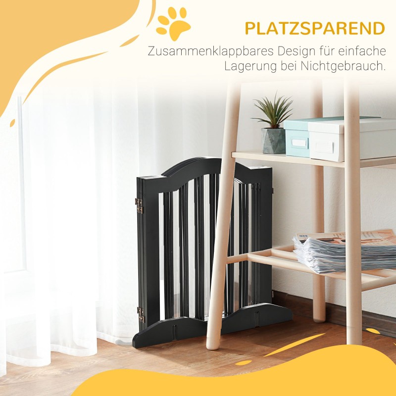 Koira-aitaus 3-osainen, puu/MDF, 154,5 x 61 cm, taittuva vapaasti seisova koiraportti, musta