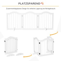 Koiraportti pienille koirille, 3-osainen taittuva puu/MDF, 154,5 x 61 cm, vapaasti seisova, valkoinen