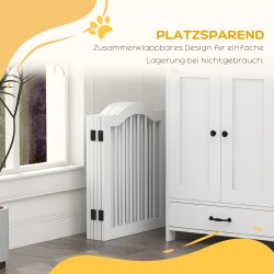 Koirien turvaportti pienille koirille, 5-paneelinen, puu/MDF, 254,5 x 29,5 x 61 cm, valkoinen