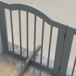 Koiraportti pienille koirille, 3-osainen taitettava puu/MDF 154,5 x 61 cm, tukijaloilla, vaaleanharmaa