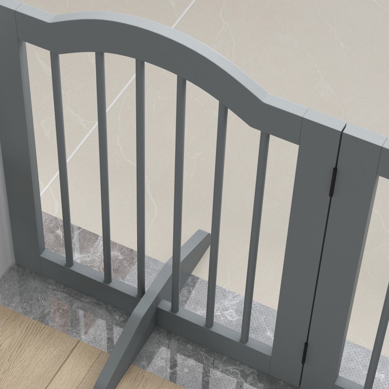 Koiraportti pienille koirille, 3-osainen taitettava puu/MDF 154,5 x 61 cm, tukijaloilla, vaaleanharmaa