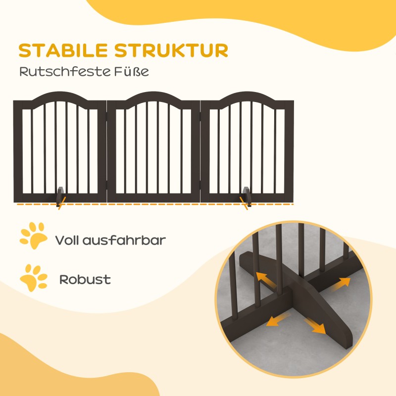 Koiraportti 3-paneelinen taittuva massiivipuu ja MDF 154,5 x 29,5 x 61 cm kahvinruskea
