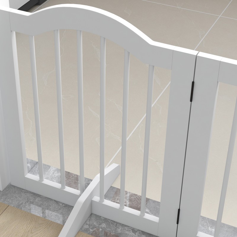 Taittuva lemmikkiportti pienille koirille, 4 paneelia, MDF/puu, 203,5 x 61 cm, valkoinen