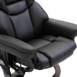 Hierova lepotuoli jalkarahilla, keinonahka, kallistuva 145°, 79 x 82 x 101 cm, musta
