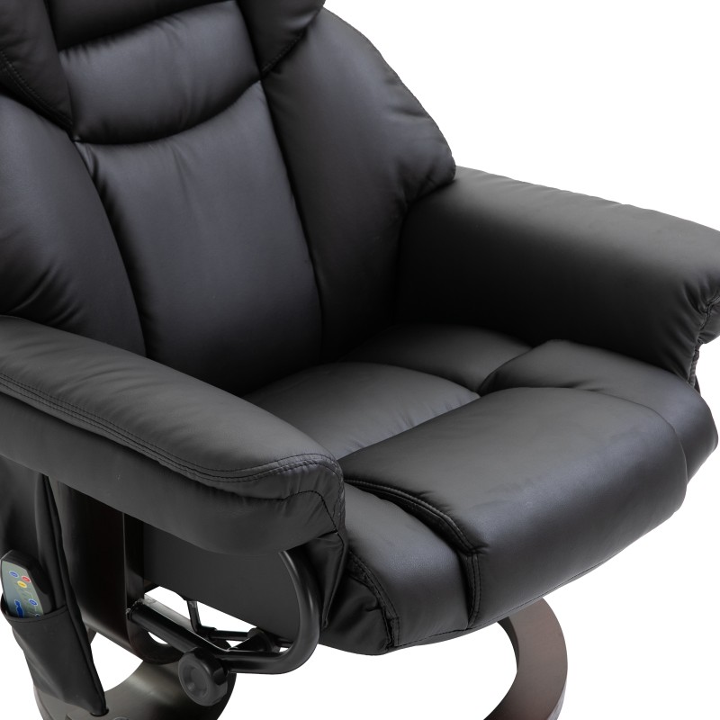 Hierova lepotuoli jalkarahilla, keinonahka, kallistuva 145°, 79 x 82 x 101 cm, musta