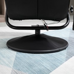 Hierova lepotuoli ja jalkarahi, keinonahka, sähköinen hieronta ja kallistus, musta