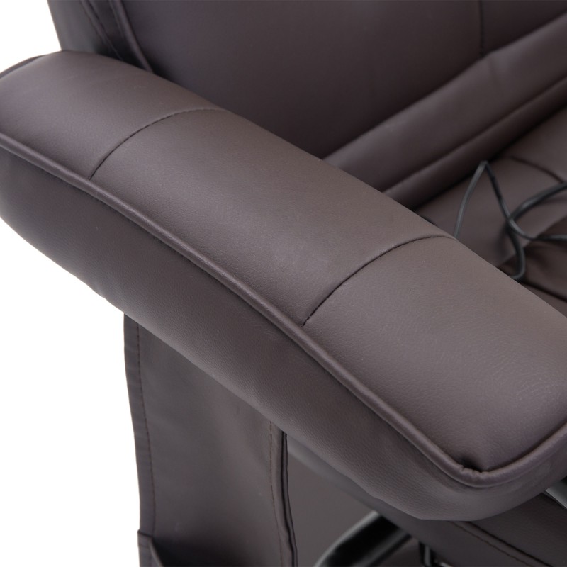 Hierontatuoli jalkarahilla, keinonahkaa, 10 värisevää pistettä, ruskea