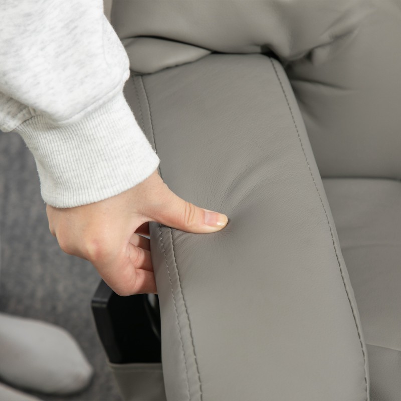 Hierova lepotuoli jalkarahilla, keinonahkaa, 10 värinäpistettä, harmaa