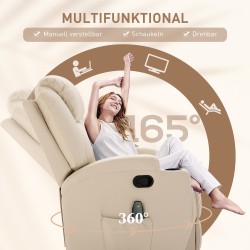 Sähkökäyttöinen hierova lepotuoli ja keinutuoli keinonahkaa 84 x 92 x 109 cm cremevalkoinen