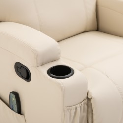 Sähkökäyttöinen hierova lepotuoli ja keinutuoli keinonahkaa 84 x 92 x 109 cm cremevalkoinen