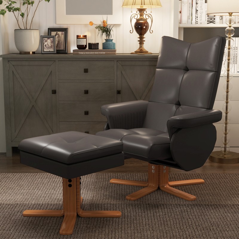 Hierova lepotuoli säilytysjalkarahilla, keinonahka, 80 x 86 x 99 cm, ruskea