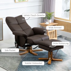 Hierova lepotuoli säilytysjalkarahilla, keinonahka, 80 x 86 x 99 cm, ruskea