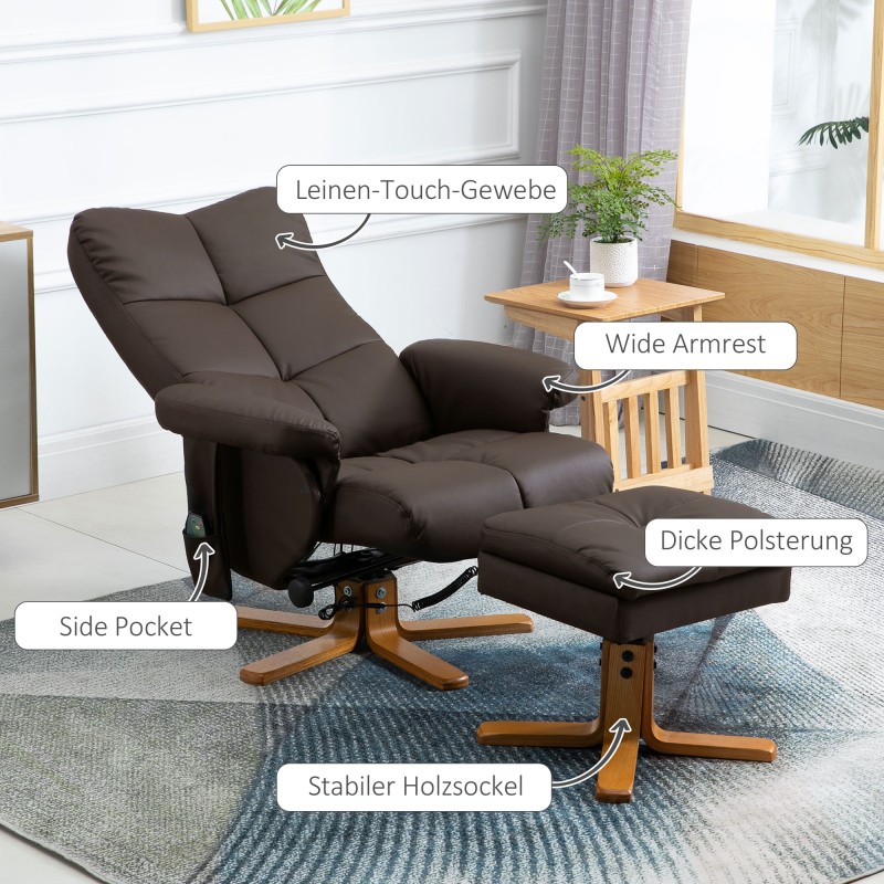 Hierova lepotuoli säilytysjalkarahilla, keinonahka, 80 x 86 x 99 cm, ruskea