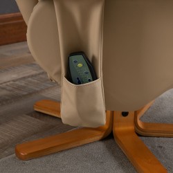 Hierontalepotuoli jalkarahilla ja säilytystilalla, keinonahka, kallistuva 145°, creme, 80 x 86 x 99 cm