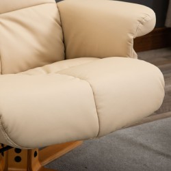 Hierontalepotuoli jalkarahilla ja säilytystilalla, keinonahka, kallistuva 145°, creme, 80 x 86 x 99 cm