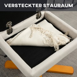 Hierontatoiminnolla varustettu lepotuoli ja jalkarahi, polyesteri, 80 x 86 x 99 cm, kermanvalkoinen