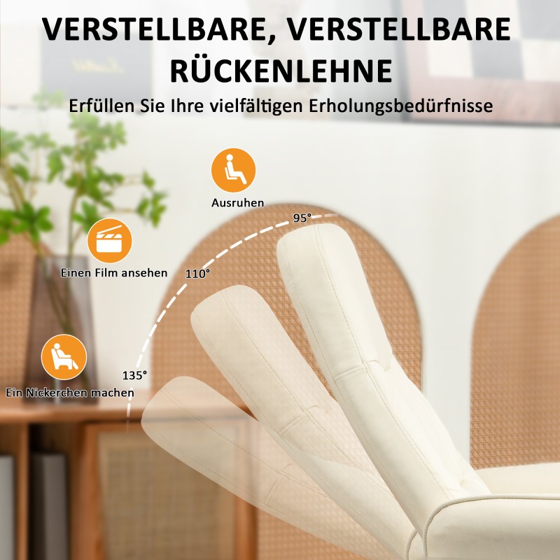 Hierontatuoli rahilla, keinonahka, 10 värinäpistettä, 76 x 81 x 105 cm, kermanvalkoinen