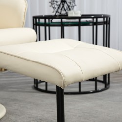 Hierontatuoli rahilla, keinonahka, 10 värinäpistettä, 76 x 81 x 105 cm, kermanvalkoinen