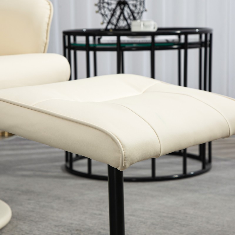 Hierontatuoli rahilla, keinonahka, 10 värinäpistettä, 76 x 81 x 105 cm, kermanvalkoinen