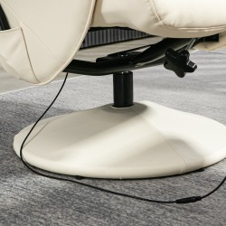 Hierontatuoli rahilla, keinonahka, 10 värinäpistettä, 76 x 81 x 105 cm, kermanvalkoinen