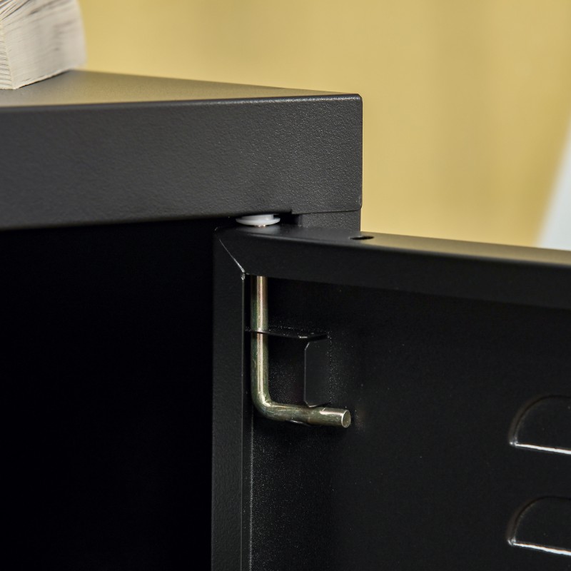 Metallinen yöpöytä olohuoneeseen ja makuuhuoneeseen, säädettävä hylly, kaappi, musta, 40 x 40 x 50 cm