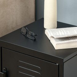 Metallinen yöpöytä olohuoneeseen ja makuuhuoneeseen, säädettävä hylly, kaappi, musta, 40 x 40 x 50 cm