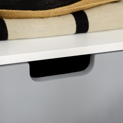 Yöpöytä skandinaavinen, massiivipuu ja MDF, laatikko ja avohylly, 40 x 38 x 58 cm, valkoinen