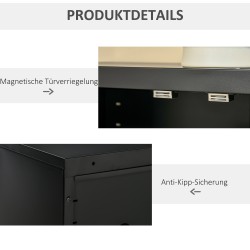 Metallinen säilytyskaappi toimistoon 75 x 33 x 110 cm, 2 säädettävää hyllyä, musta