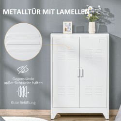 Metallinen säilytyskaappi lamelliovilla 75 x 33 x 110 cm valkoinen