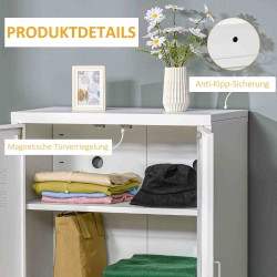 Metallinen säilytyskaappi lamelliovilla 75 x 33 x 110 cm valkoinen